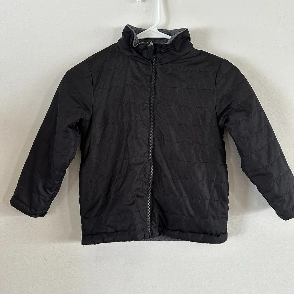 Swiss Tech Boys Black Small XS 4/5 Fleece Lined Hooded Jacket Coat Double Layer‎